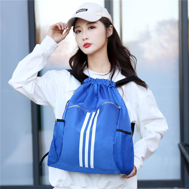 Drawstring Bag Waterproof Drawstring Pocket Grid Shoulder Drawstring Bag