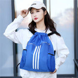 Drawstring Bag Waterproof Drawstring Pocket Grid Shoulder Drawstring Bag
