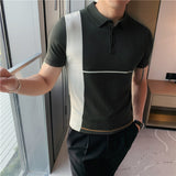 Men Short Sleeve T-Shirt Stretch Casual Polo Collar T-shirt