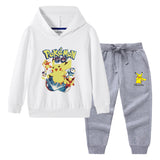 Children Pokemon Pikachu Hoodie & Pant Set Hooded Sweater Trousers Two-Piece Set Baby Cotton
