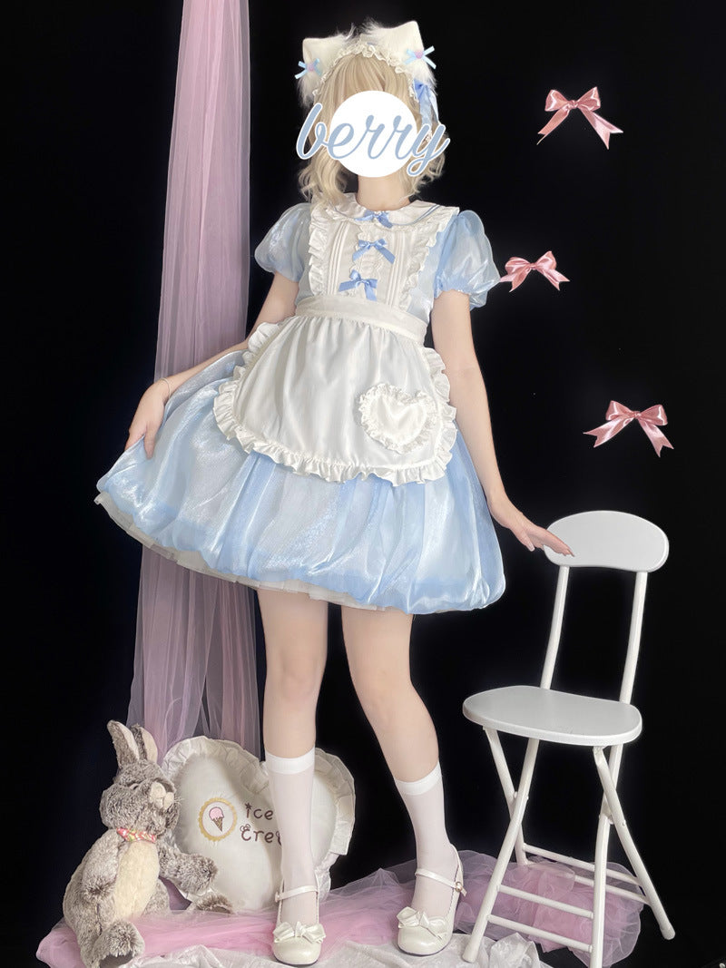 Gothic Lolita Harajuku Style Clothing Summer Puff Lolita Japanese Op Short Sleeve Dress
