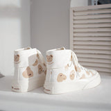 Cow Print Hey Dude Shoes High-Top Canvas Shoes Female Student Lace-up White Shoes Cow Board Shoes