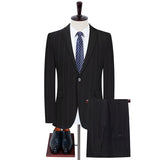 Seersucker Suit Men's Suit Set Striped Two-Piece Suit
