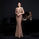 Sequin Evening Dress Slim-Fit Fishtail Skirt Gown