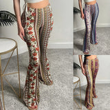 Women Bohemian Pants Printed Flared Leggings