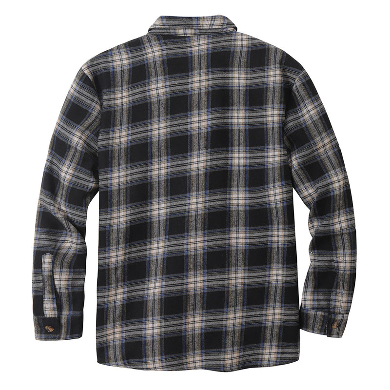 Men Flannel Jacket Autumn and Winter Plaid Fleece-Lined Warm Shirt Jacket