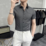 Men's Shirt Summer Men's Pinstripe Short-Sleeved Shirt