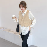 Preppy Aesthetic Outfits Autumn Long Sleeve Shirt Two-Piece Set