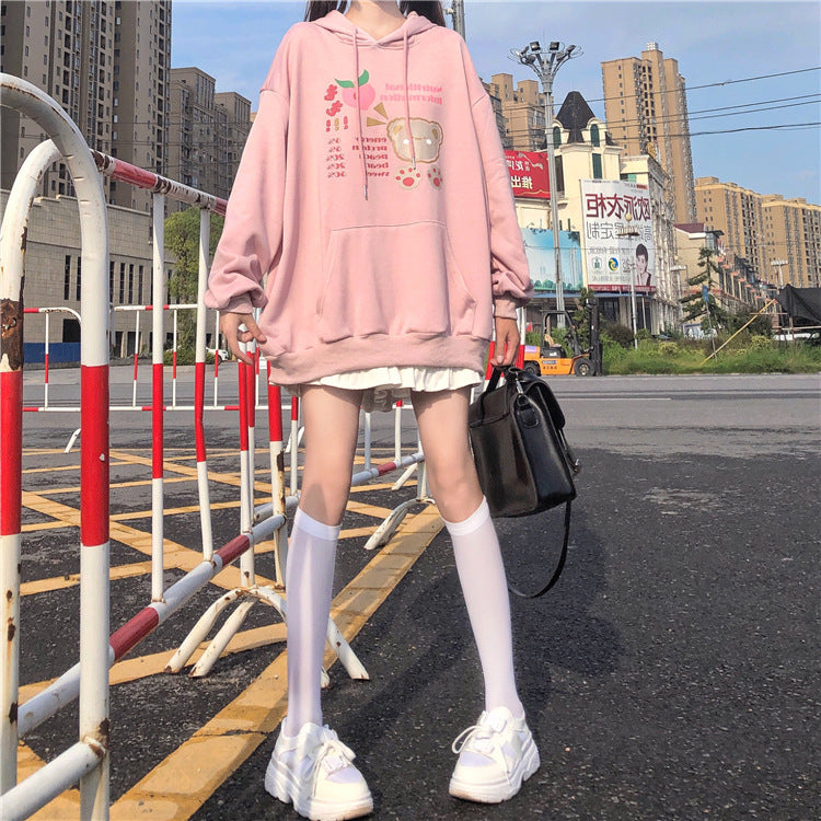 Gothic Lolita Harajuku Style Clothing Autumn Loose and Cute Rabbit Ears Hooded Sweater