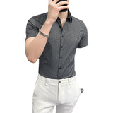 Men's Shirt Summer Men's Pinstripe Short-Sleeved Shirt