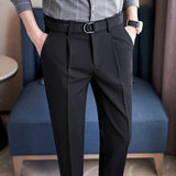 Men Trousers Casual Dark Print Casual Suit Pants