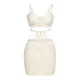 Women Top & Skirt 2 Piece Set Summer Cropped Tank Top Hip Skirt Casual Suit