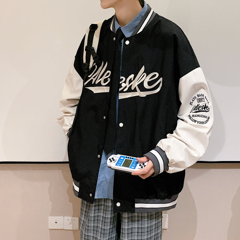 Dodgers Letter Man Jacket Outfit Senior Jackets Varsity Baseball College Coat Autumn Coat Men Loose Jacket