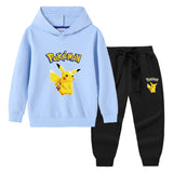 Children Pokemon Pikachu Hoodie & Pant Set Sweater Trousers Two-Piece Baby Cotton Suit