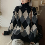 Preppy Aestitic Outfits Rhombus Sweater