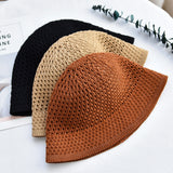 Straw Hat Hollow Summer Knitted Fisherman Hat