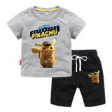 Children Pokemon Pikachu Tshirts & Shorts Cotton Short Sleeve Shorts Two Pieces Neutral