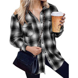 Beth Dutton Outfits Mid-Length Autumn and Winter Loose Lapels Cardigan Plaid Shirt