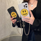 justin b drew phone case Apple 12 Drew Smiley Face Chain Phone Case XR Xs Transparent Iphone11