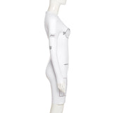 Fall Women's Clothing New Size Printed High Waist Tight Long Sleeve Casual Sports One-Piece Shorts for Women