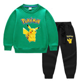 Children Pokemon Pikachu Hoodie & Pant Set Two-Piece Baby Cotton Sweater Set