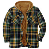 John Dutton Jacket Autumn and Winter Thickening Cotton Padded Coat Plaid Long Sleeve Loose Hooded Coat Jacket