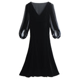 Work Dresses with Pockets Women's Lantern Sleeve Dress