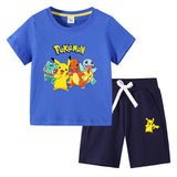 Children Pokemon Pikachu Tshirts & Shorts Cotton Short Sleeve Shorts Two Pieces Neutral