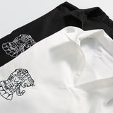 Men T Shitrs Tiger Embroidery Pattern Lapel Polo Shirt