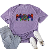 Boy Mama T Shirts Mom Leopard Print Mama Letter Print T-shirt