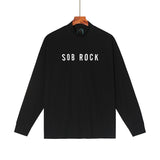 Fog Sob Rock Hoodie Letter Half Turtleneck Men's and Women's Loose Fog Long Sleeve T-shirt