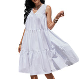 Semi Formal Dresses for Wedding Summer Loose Solid Color Dress Women Ruffles