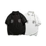 Men T Shitrs Tiger Embroidery Pattern Lapel Polo Shirt