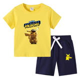 Children Pokemon Pikachu Tshirts & Shorts Cotton Short Sleeve Shorts Suit Two Neutral