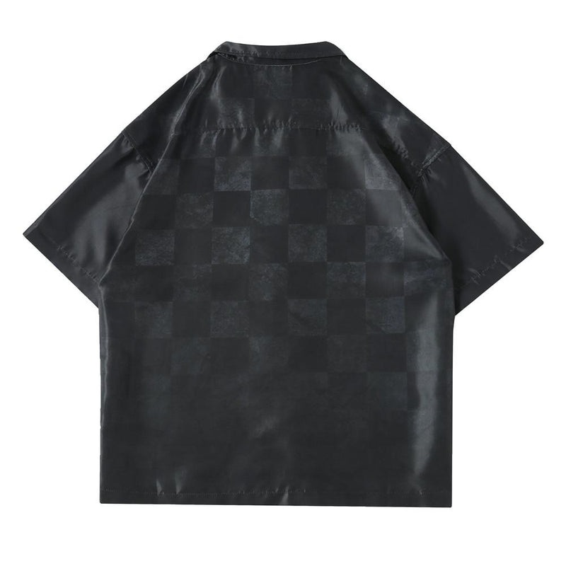 Men T Shirt Summer Casual Tops Gradient Color Short Sleeve Plaid Shirt Men's Elbow-Sleeved Top Shirt Street