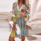 Women Exotic Dresses V-neck Printed Lace Dress