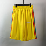 Palm Angels Vintage Rainbow Ribbon Striped Casual Shorts