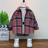Toddler Boys Sweater Boys' Plaid Shirt Spring Pure Cotton