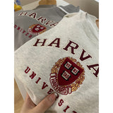 Harvard Sweatshirt Vintage Loose Letter Embroidery Circle Cotton round Neck Long Sleeve Pullover Hoodie