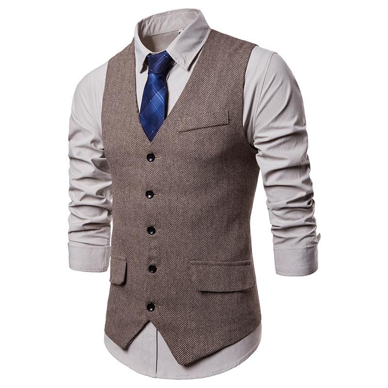 Mens Dress Vests Men's Vest Casual Jacket Business Waistcoat Men's Fall Men's Solid Color Suit Vest