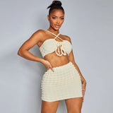 Women Top & Skirt 2 Piece Set Summer Cropped Tank Top Hip Skirt Casual Suit