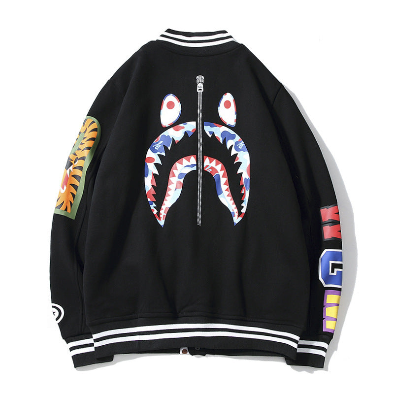 BAPE Varsity Jacket Autumn and Winter Printing Baseball Uniform Stand-up Collar Jacket