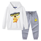 Children Pokemon Pikachu Hoodie & Pant Set Hooded Sweater Trousers Two-Piece Baby Cotton Sweater Suit