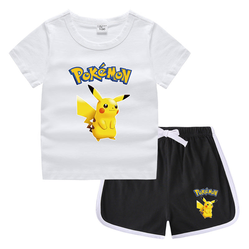Children Pokemon Pikachu Tshirts & Shorts Casual Sports Sweat-Absorbent Suit Neutral
