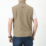 Men Utility Vest Work Zipper Tactical Work Vest Slim Pocket Jacket Vest Man Outdoor Leisure plus Size Workwear Loose Multi-Bag Jacket