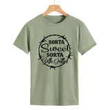 Beth Dutton Outfits Sorta Sweet Sorta Beth Dutton round Neck Casual Short Sleeve Loose plus Size Fashion T-shirt