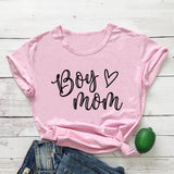 Boy Mama Hoodie Mother's Day Boy Mom Letter Heart Printing round Neck T-shirt