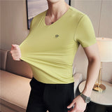 Men Short Sleeve T-Shirt V-neck