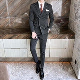 Double Brewed Seersucker Suit Men's Three-Piece Suit Slim Fit
