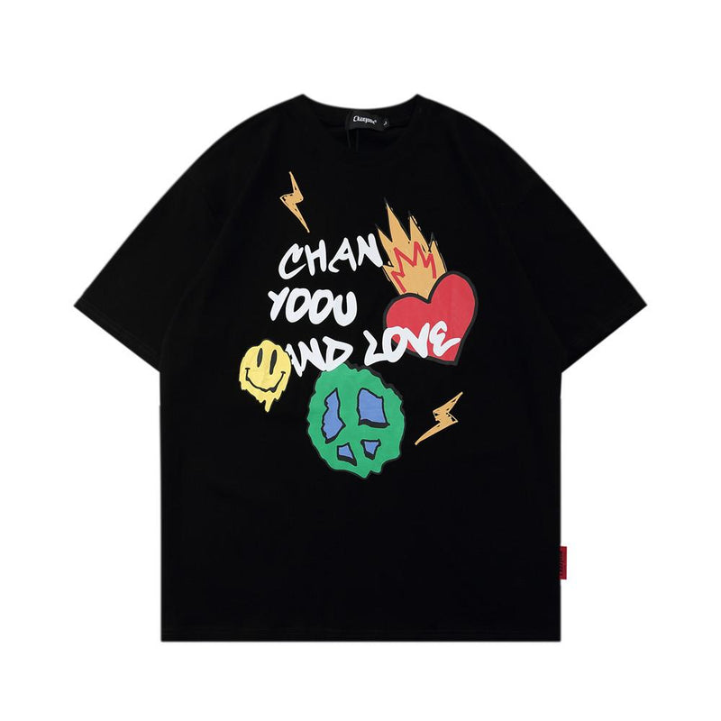 Men T Shirt Summer Casual Tops Cartoon Printed Short Sleeve T-shirt Men's round Neck Half Sleeve BF Idle Style Trendy Loose Half Sleeve